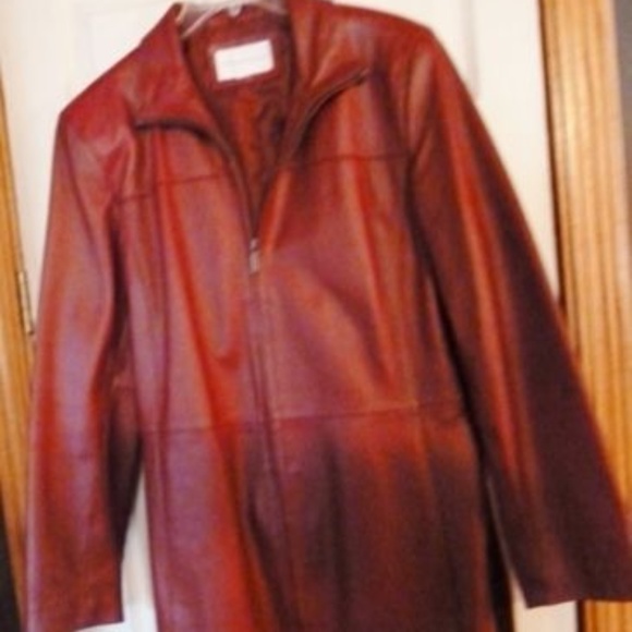 Worthington Jackets & Blazers - Worthington Burgundy Leather Zip Up Blazer w belt